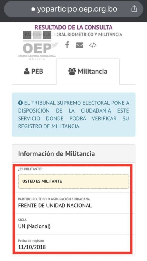 CERTIFICADO DE MILITANCIA DE MONTENEGRO EN UN