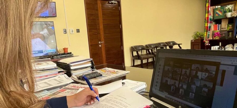 REUNION VIRTUAL DEL GABINETE DE LUIS ARCE POR EL COVID