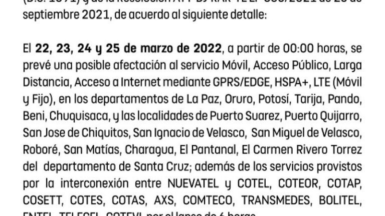 mantenimiento de redes en bolivia