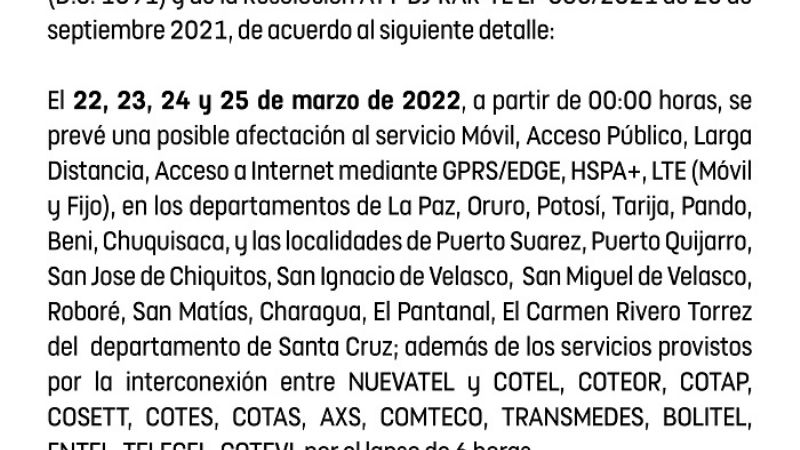 mantenimiento de redes en bolivia