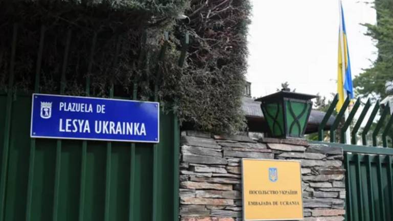 Embajada de Ucrania en Madrid, España. Europa Press