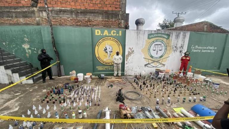 Explosivos, bombas molotov y otros, que secuestró la Policía en la movilización en Santa Cruz, según el ministro Del Castillo