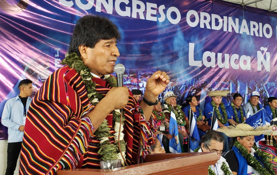 Evo Morales, en el congreso del MAS en Lauca Ñ, Cochabamba.