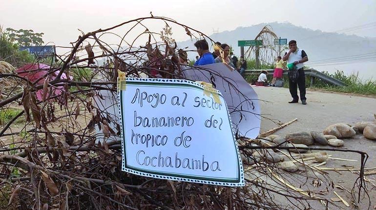 Bloqueo de bananeros en el trópico de Cochabamb