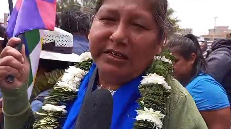 La presidenta de la Coordinadora de las Seis Federaciones del Trópico de Cochabamba, María Eugenia Ledezma.