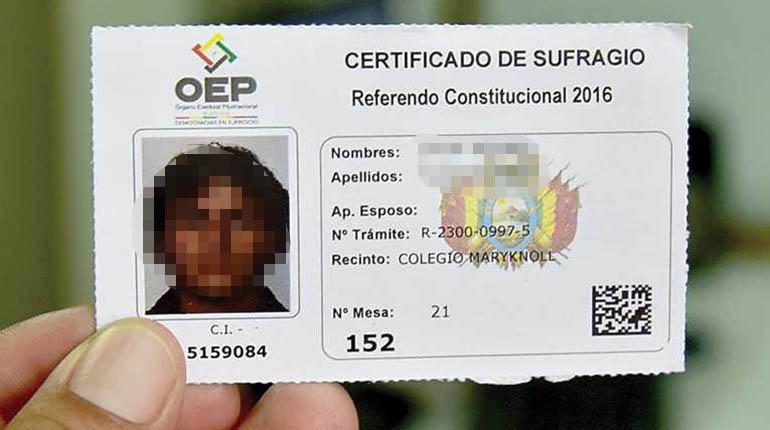CERTIFICADO DE SUFRAGIO